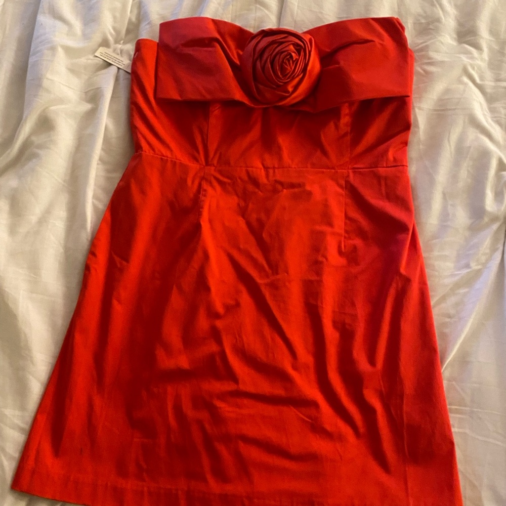 Anthropologie Red Strapless Sheath Dress